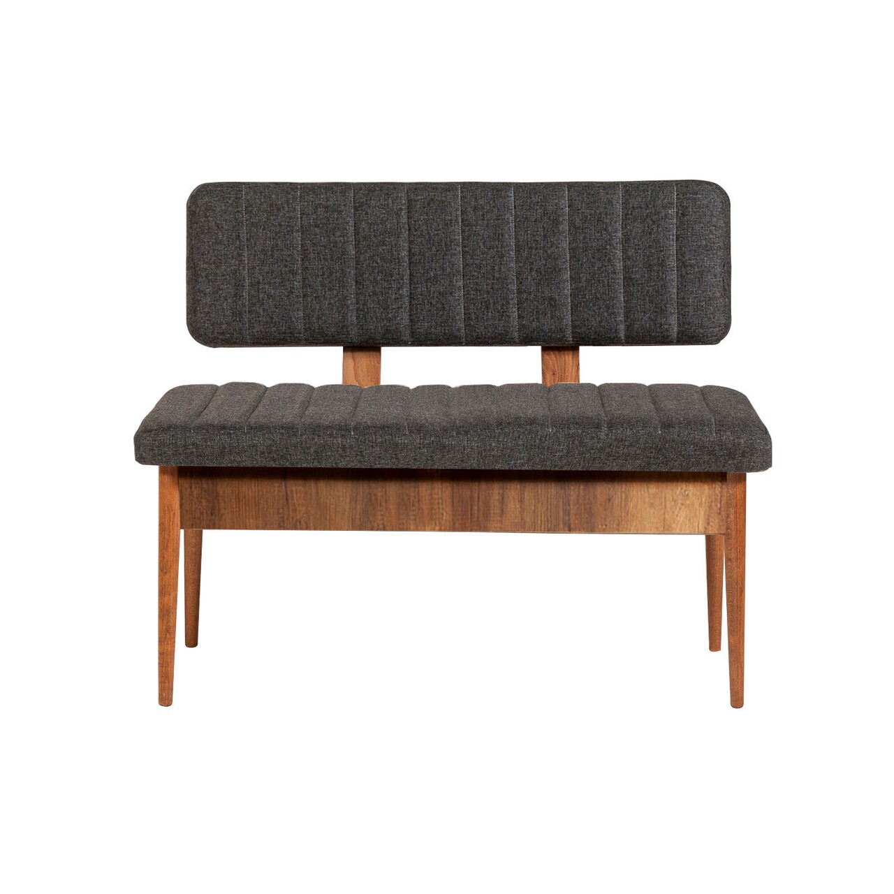 Bancheta cu spatar, Vina 1053-2, Vella, Anthracite, Walnut, 110x40x85 cm - imagine 7